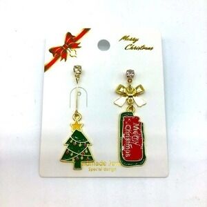 NEW Christmas tree&present tag fashion earrings